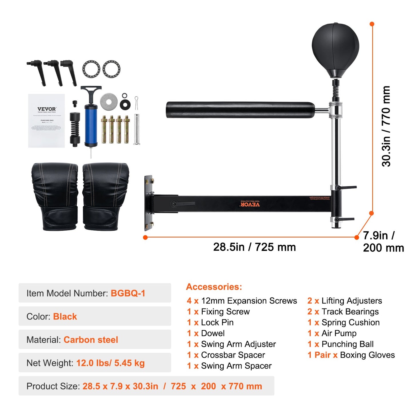 Box-Spinning-Stange zur Wandmontage, Spinning-Stange mit Punchingball, verstellbarer Box-Geschwindigkeitstrainer, Reflex-Boxstange mit Handschuhen, Box-Trainingsgerät für Kickboxen, MMA, Fitness