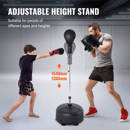 Punching Bag, Reflex Boxing Bag for Teenagers and Adults, Height Adjustable Free Standing Strike Bag Set with Boxing Gloves and Stand, Speed Bag for Training, Boxing Equipment, Stress Relief and Fitness