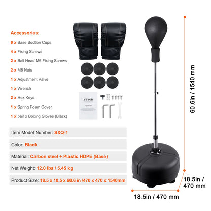 Punching Bag, Reflex Boxing Bag for Teenagers and Adults, Height Adjustable Free Standing Strike Bag Set with Boxing Gloves and Stand, Speed Bag for Training, Boxing Equipment, Stress Relief and Fitness