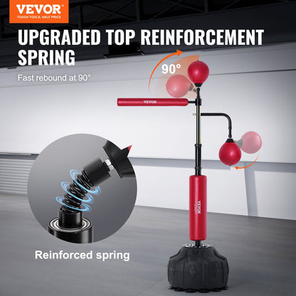 Boxing Speed Trainer, Punching Bag with Stand, Reflective Punching Bag for Teens and Adults, Height Adjustable Free Standing Strike Bag Set with Gloves, Workout Speed Bag for Training Home Gym, Red