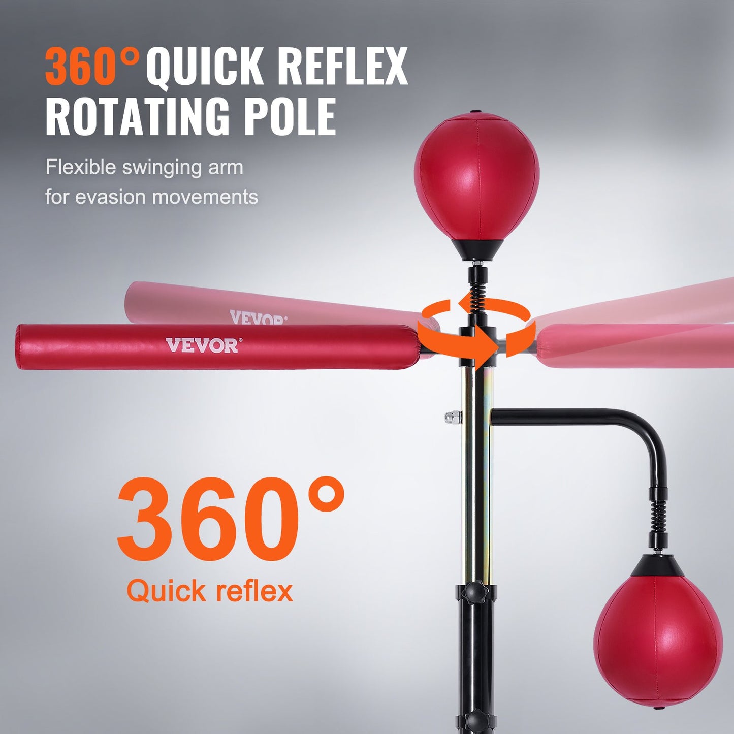 Boxing Speed Trainer, Punching Bag with Stand, Reflective Punching Bag for Teens and Adults, Height Adjustable Free Standing Strike Bag Set with Gloves, Workout Speed Bag for Training Home Gym, Red