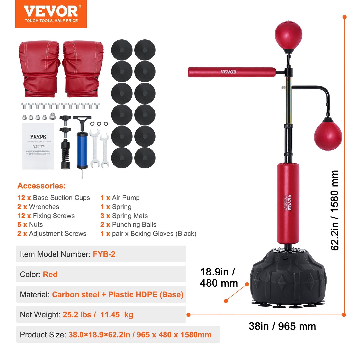 Boxing Speed Trainer, Punching Bag with Stand, Reflective Punching Bag for Teens and Adults, Height Adjustable Free Standing Strike Bag Set with Gloves, Workout Speed Bag for Training Home Gym, Red
