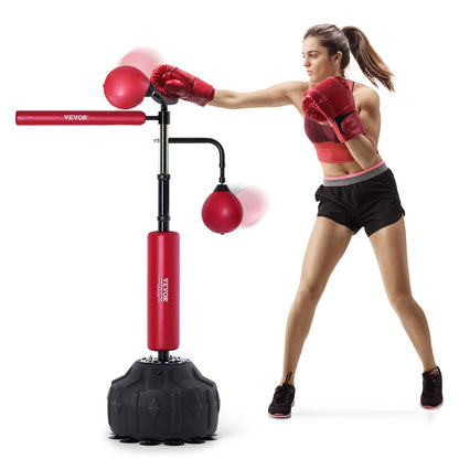 Boxing Speed Trainer, Punching Bag with Stand, Reflective Punching Bag for Teens and Adults, Height Adjustable Free Standing Strike Bag Set with Gloves, Workout Speed Bag for Training Home Gym, Red