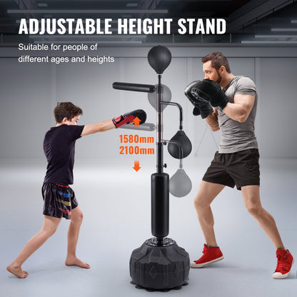 Boxing Speed Trainer, Punching Bag with Stand, Reflex Boxing Bag for Teens and Adults, Height Adjustable Free Standing Strike Bag Set with Gloves, Workout Speed Bag for Training Home Gym, Black