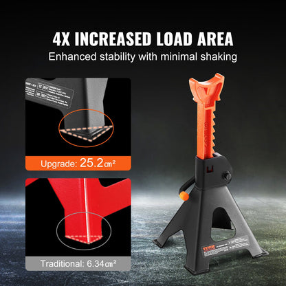 Jack Stand, 3 Ton (6,000 lbs) Capacity Car Jack Stand, 10.8-16.3 Inch Adjustable Height, for Lifting SUV, Pickup, Car and UTV/ATV, Red, 1 Pair