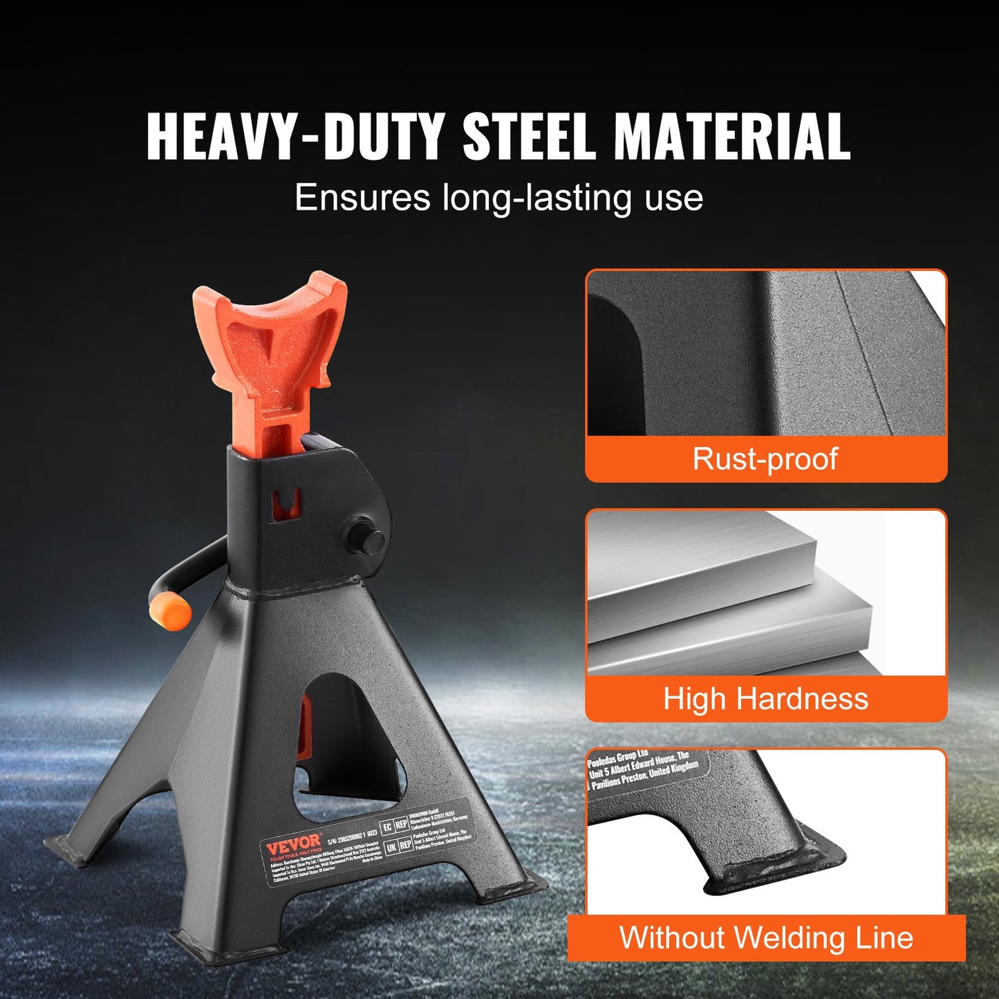 Jack Stand, 3 Ton (6,000 lbs) Capacity Car Jack Stand, 10.8-16.3 Inch Adjustable Height, for Lifting SUV, Pickup, Car and UTV/ATV, Red, 1 Pair