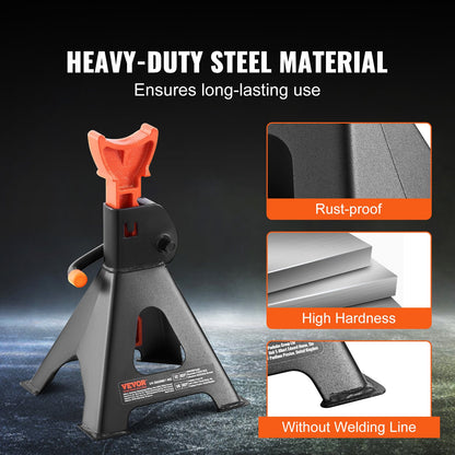 Jack Stand, 3 Ton (6,000 lbs) Capacity Car Jack Stand, 10.8-16.3 Inch Adjustable Height, for Lifting SUV, Pickup, Car and UTV/ATV, Red, 1 Pair