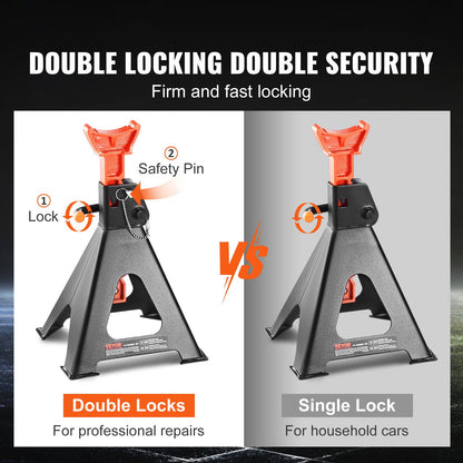 Wagenheberständer, 6 Tonnen (13.000 lbs) Tragkraft, Doppelverriegelung, 14,2 - 23 Zoll höhenverstellbar, zum Anheben von SUV, Pickup, Auto und UTV/ATV, Rot, 1 Paar