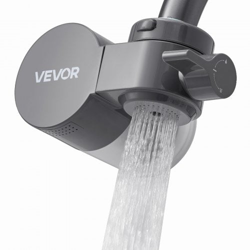 Faucet Mount Water Filter, Horizontal Water Purifier for Sink Tap, Carbon Fiber Filters, Removes Chlorine Lead with 1 Filter, Fits Most Kitchen or Bathroom Faucets, Gray