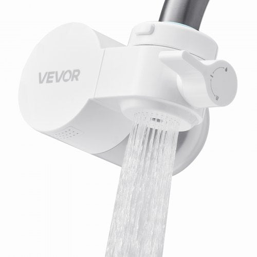 Faucet Mount Water Filter, Horizontal Water Purifier for Sink Tap, Carbon Fiber Filters, Removes Chlorine Lead with 1 Filter, Fits Most Kitchen or Bathroom Faucets, White