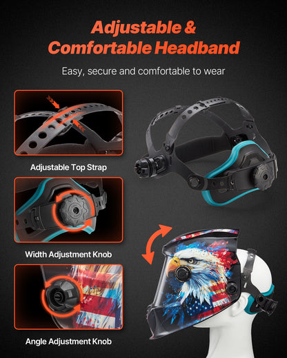 Welding Helmet Auto Darkening, 3.94" x 3.15" True Color Welding Hood, 1/1/1/1 Solar-Powered Welder Mask 4 Arc Sensors, Wide Shade 4/5-9/9-13 for TIG MIG ARC Weld Grinding Cutting - METIS Series