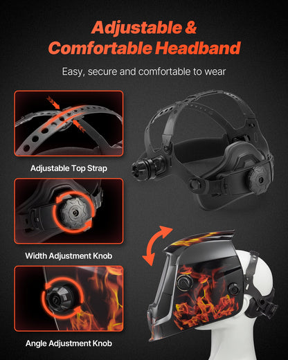 Welding Helmet Auto Darkening, 3.66" x 1.69" True Color Welding Hood, Solar-Powered Welder Mask 2 Arc Sensors, Shade 4/9-13 for TIG MIG ARC Weld Grinding - CRIUS Series (Yellow Flame Pattern)