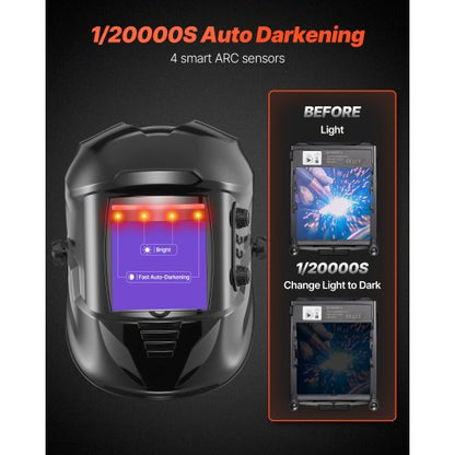 svetshjälm automatisk nedbländning, 100 x 95 mm svetshuva i äkta färg, 1/1/1/1 soldriven svetsmask med 4 ljusbågssensorer, bred skugga 4/5-9/9-13 för TIG MIG ARC-svetsning, slipning, skärning - METIS-serien |  EU