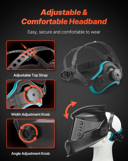 Welding Helmet Auto Darkening, 3.94" x 3.74" True Color Welding Hood, 1/1/1/1 Solar-Powered Welder Mask 4 Arc Sensors, Wide Shade 4/5-9/9-13 for TIG MIG ARC Weld Grinding Cutting - METIS Series