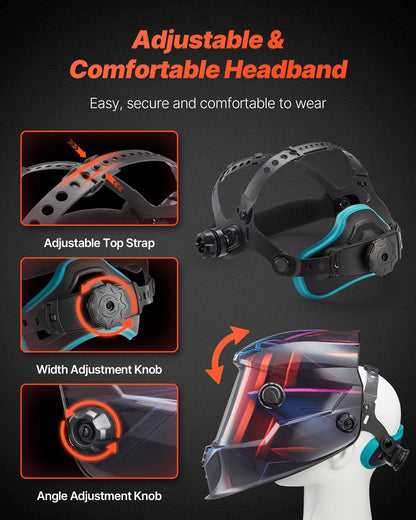 Welding Helmet Auto Darkening True Color, 3.94" x 3.15" Welding Hood Solar-Powered, Welder Mask with 4 Arc Sensors, Wide Shade 4/5-9/9-13 for TIG MIG ARC Weld Cut Grinding - METIS Series