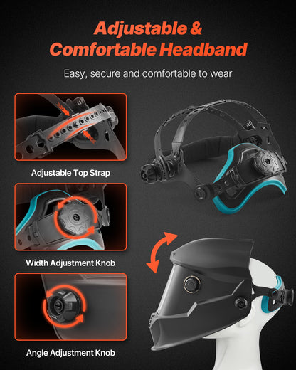 Welding Helmet Auto Darkening, 3.94" x 2.34" True Color Welding Hood, Solar-Powered Welder Mask with 4 Arc Sensors, Wide Shade 4/5-9/9-13 for TIG MIG ARC Weld Grinding Cutting - METIS Series