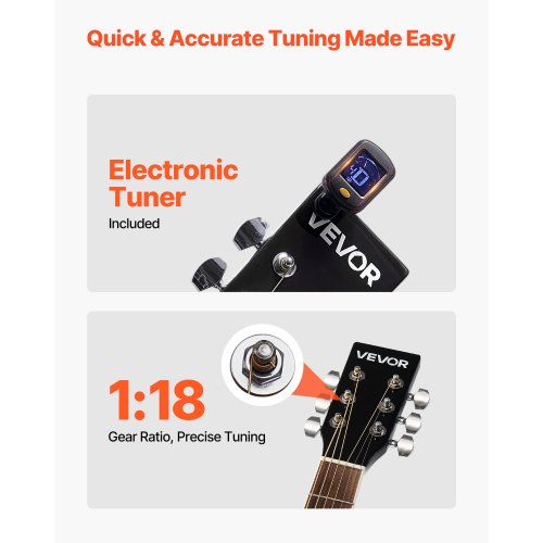 41-Zoll-Cutway-Akustikgitarre, Anfänger-Set mit Gigbag für Erwachsene, Schwarz