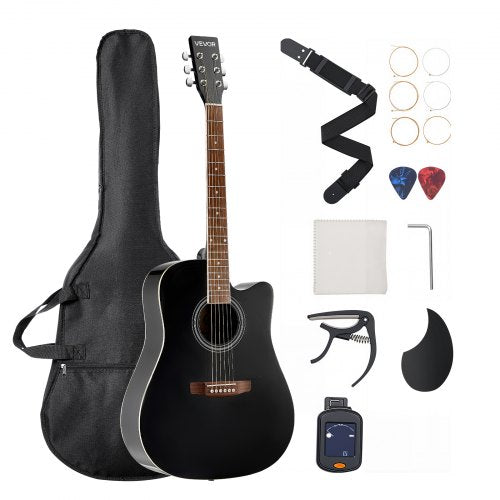 41-Zoll-Cutway-Akustikgitarre, Anfänger-Set mit Gigbag für Erwachsene, Schwarz