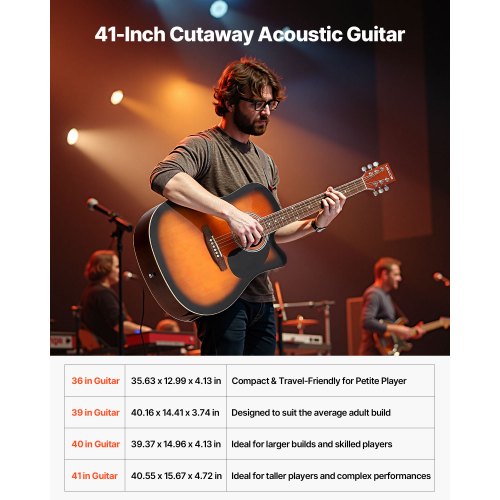 41-Zoll-Cutway-Akustikgitarre, Anfänger-Set, Gigbag für Erwachsene, Sunburst