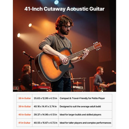 41-Zoll-Cutway-Akustikgitarre, Anfänger-Set, Gigbag für Erwachsene, Sunburst