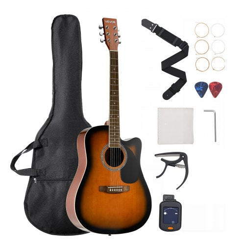 41-inch Cutway Acoustic Guitar Beginner's Kit Gigbag for Adult Sunburst