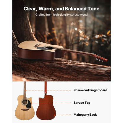 41 Zoll Cutway Akustikgitarre Naturfarbe Gig Bag für Anfänger für Erwachsene