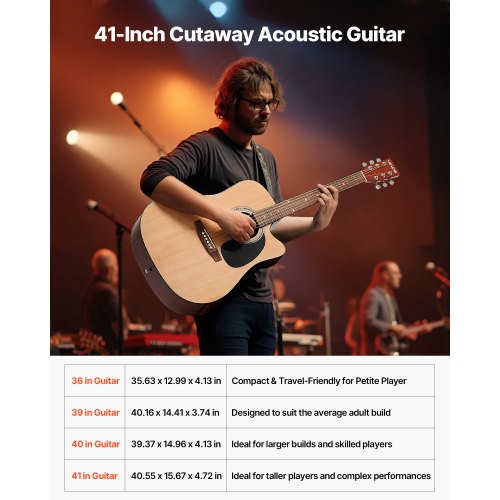 41 Zoll Cutway Akustikgitarre Naturfarbe Gig Bag für Anfänger für Erwachsene