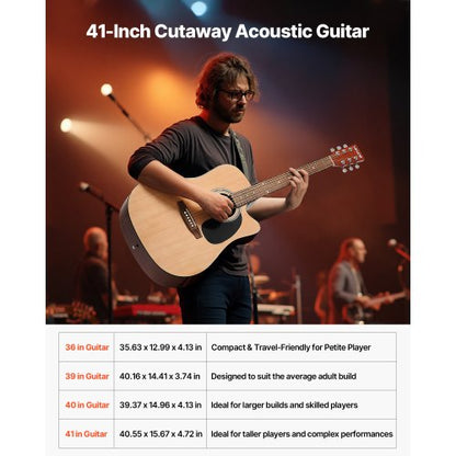 41 Zoll Cutway Akustikgitarre Naturfarbe Gig Bag für Anfänger für Erwachsene