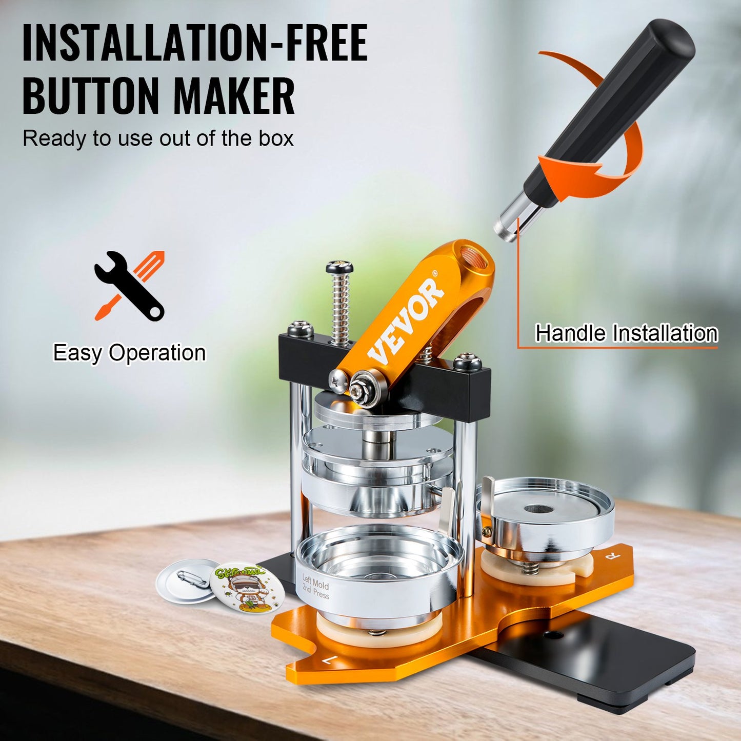 Button Maker Machine, 75 mm (3 inch) Badge Punch Press Kit, Children DIY Gifts Pin Maker, Button Making Supplies with 500pcs Button Parts & Circle Cutter & Magic Book