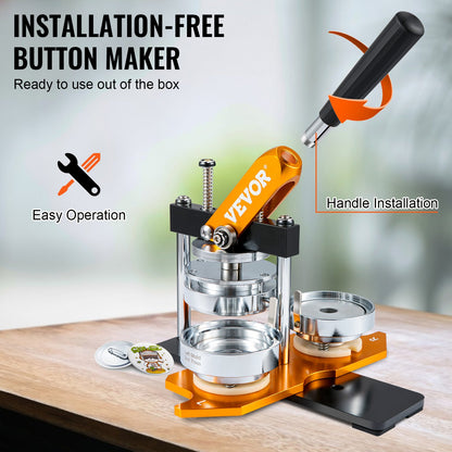Button Maker Machine, 75 mm (3 inch) Badge Punch Press Kit, Children DIY Gifts Pin Maker, Button Making Supplies with 500pcs Button Parts & Circle Cutter & Magic Book