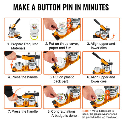Button Maker Machine, 75mm (3 inch) Badge Punch Press Kit, Kids DIY Gifts Pin Maker, Button Making Accessories with 100pcs Button Parts &amp; Circle Cutter &amp; Magic Book