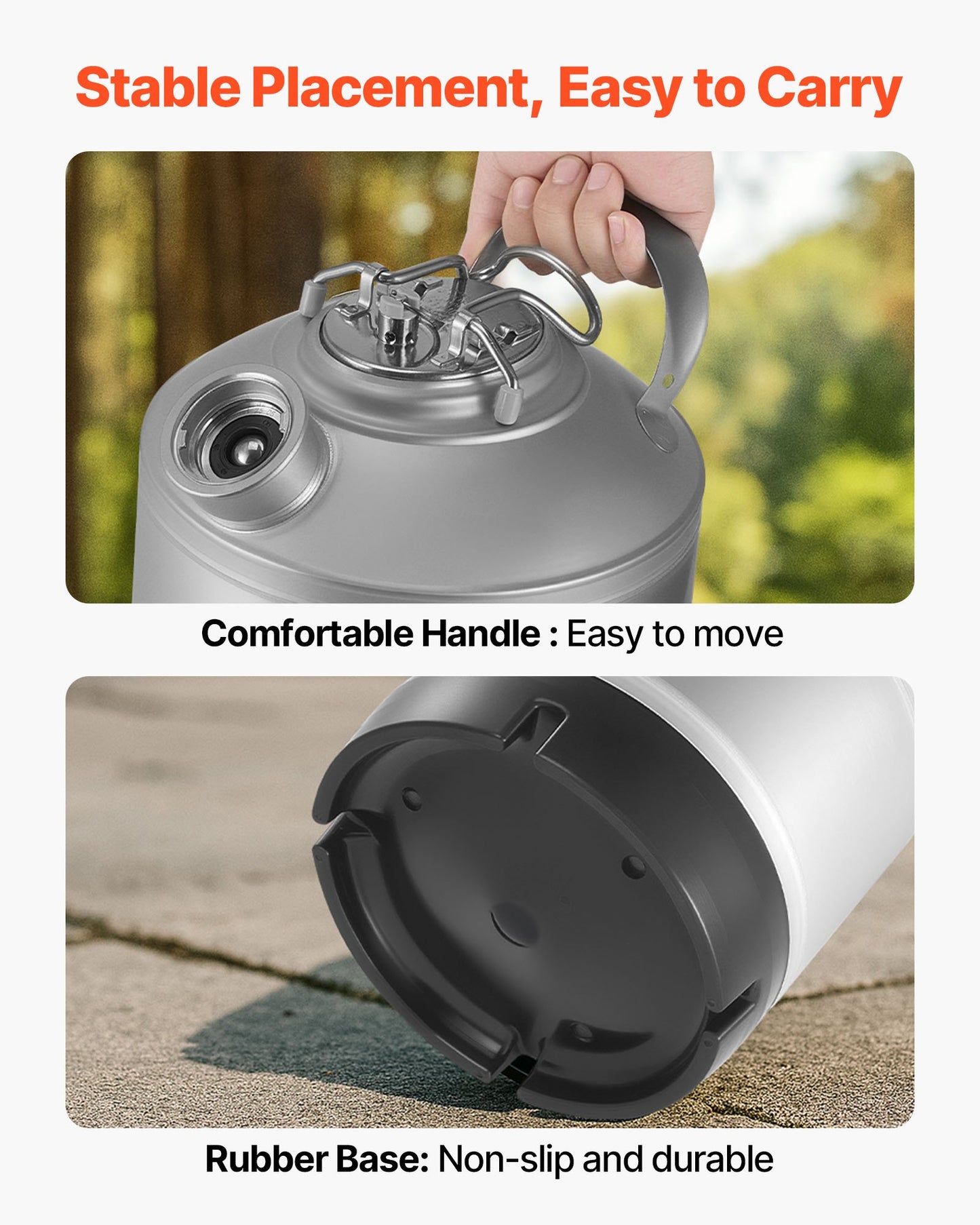 Cleaning Keg, 1.75 Gallon/6.5L Keg Line Cleaning Kit with D Coupler Connection & Rubber Base, Beer Lines Cleaner Used for Beer Line Cleaning, 304Stainless Steel Kegerator Beers Lines Cleaner Kit