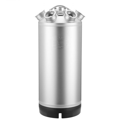 Cleaning Keg, 5 Gallon/19L Keg Line Cleaning Kit with 4 D Coupler Connections & Rubber Base, Beer Lines Cleaner Used for Beer Line Cleaning, 304 Stainless Steel Kegerator Beers Lines Cleaner Kit