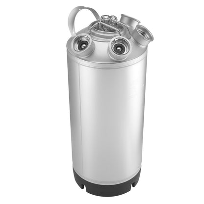 Cleaning Keg, 5 Gallon/19L Keg Line Cleaning Kit with 4 D Coupler Connections & Rubber Base, Beer Lines Cleaner Used for Beer Line Cleaning, 304 Stainless Steel Kegerator Beers Lines Cleaner Kit