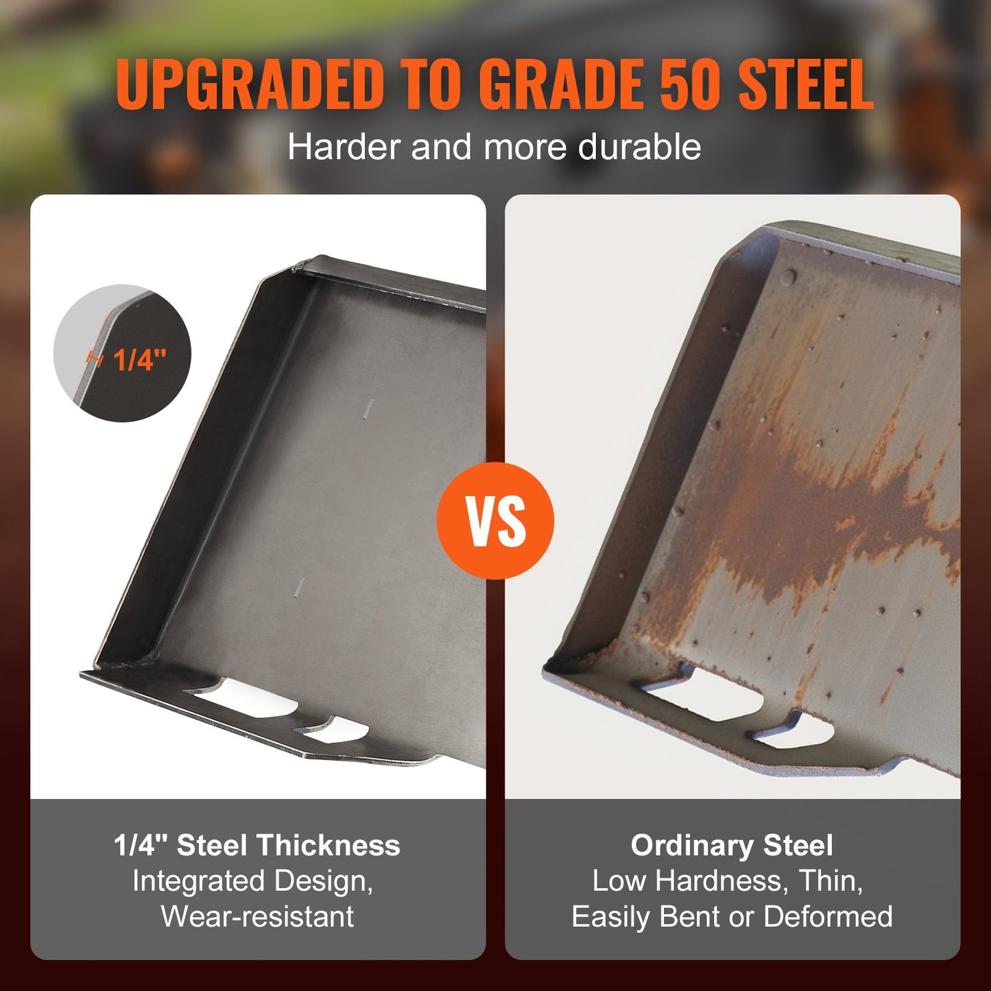 Skid Steer Attachment Plate, 1/4" Thick Skid Steer Mount Plate with 2.28" Hitch Receiver, 3000 LBS Quick Attachment Loader Plates, Compatible with Deere, Kubota, Bobcat, Mahindra Steer, Tractor