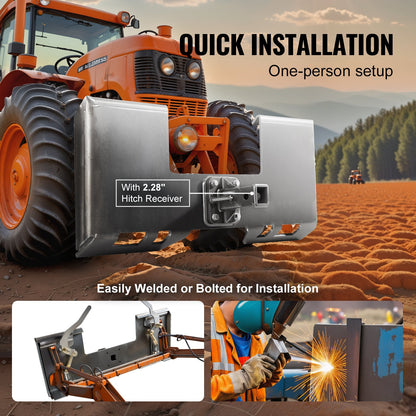 Skid Steer Attachment Plate, 3/8" Skid Steer Mount Plate with 2.28" Hitch Receiver, 7000lbs Quick Attachment Loader Plates, Compatible with Deere, Kubota, Bobcat, Mahindra Skids Steers, Tractor