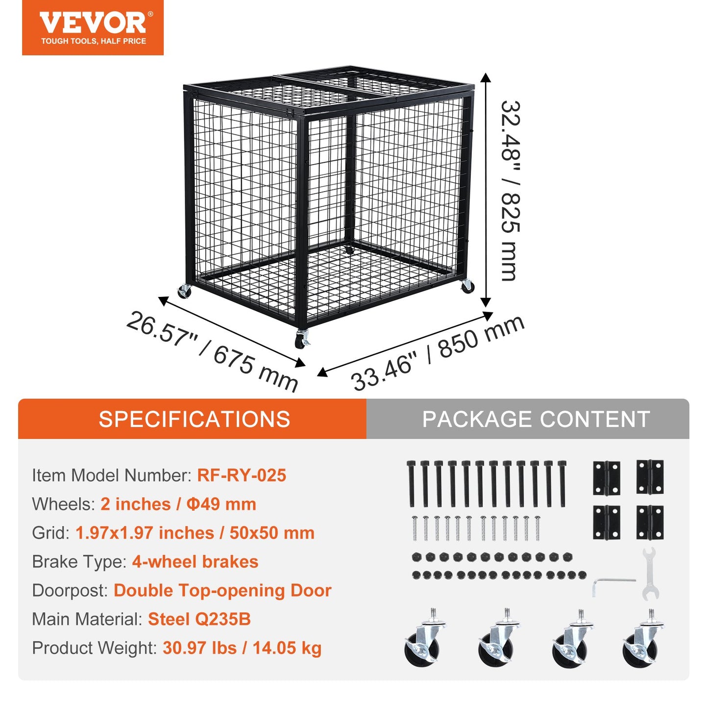 Rolling Sports Ball Storage Cart, Lockable Basketball Cage with Double Lid, Sports Equipment Holder for Indoor Outdoor, Steel Storage Rack for Garage, Playgroup, Gym and Schools