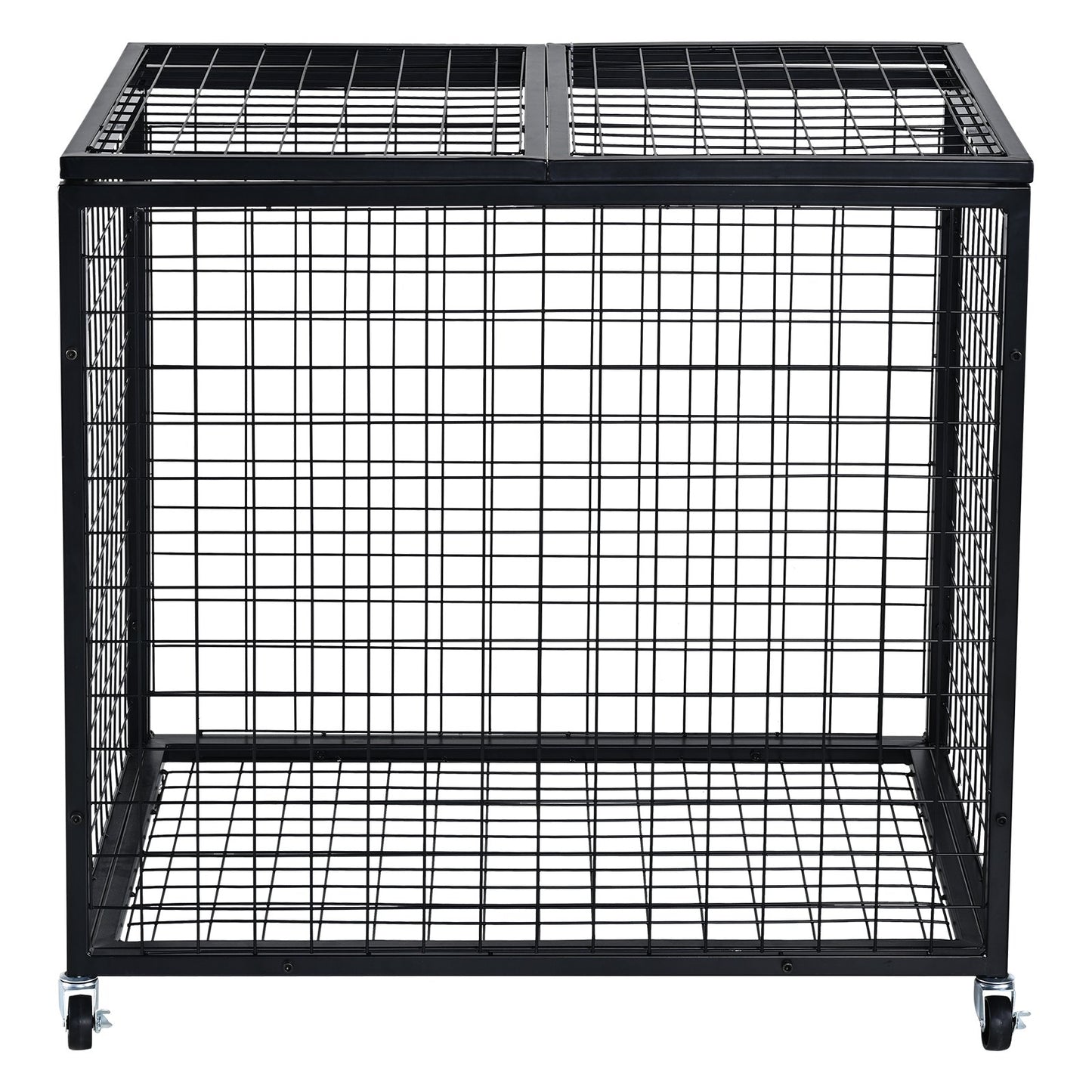 Rolling Sports Ball Storage Cart, Lockable Basketball Cage with Double Lid, Sports Equipment Holder for Indoor Outdoor, Steel Storage Rack for Garage, Playgroup, Gym and Schools