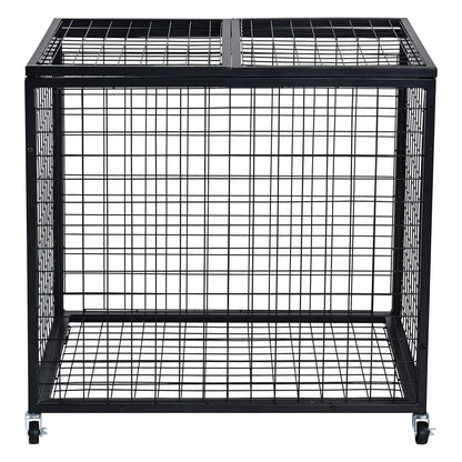 Rolling Sports Ball Storage Cart, Lockable Basketball Cage with Double Lid, Sports Equipment Holder for Indoor Outdoor, Steel Storage Rack for Garage, Playgroup, Gym and Schools
