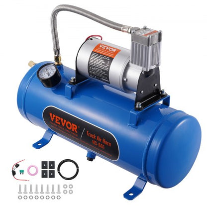 12V Air Compressor with Tank 1.6 Gallon/6 L, Train Horn Air Compressor, 120 psi Working Pressure Onboard Air Compressor System for Train Air Horns, Inflating Tires, Air Mattresses