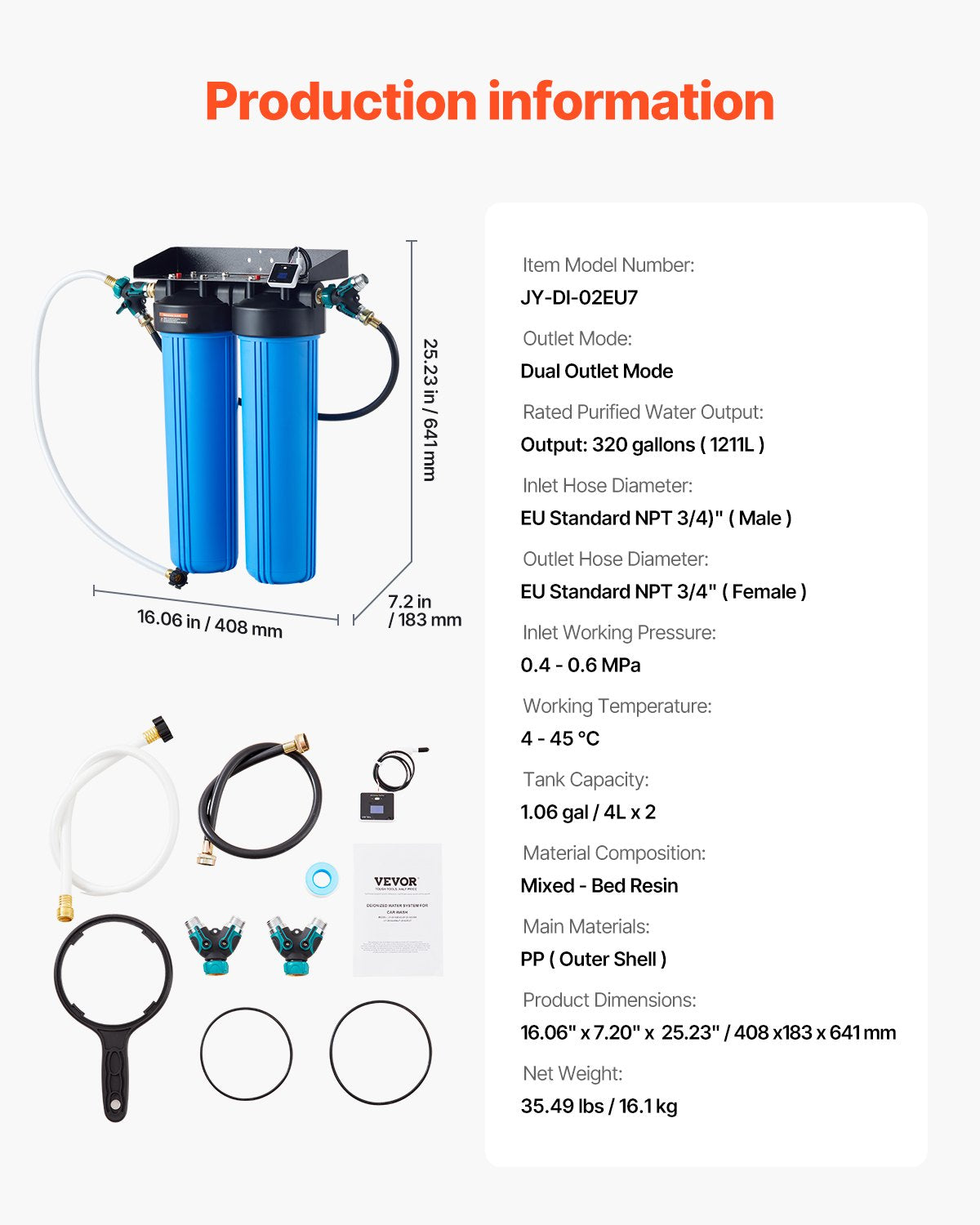 Spotless deionized water system Car wash system with integrated TDS meter
