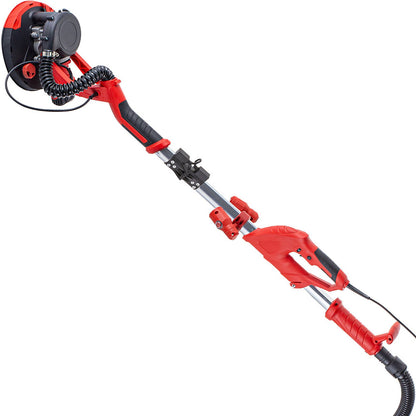Trockenbauschleifer, 750 W, elektrischer Trockenbauschleifer, faltbarer Sheetrock-Schleifgerät mit Teleskopgriff, elektrischer Schleifer, variable Geschwindigkeit 800–1750 U/min, Wandschleifer mit LED-Leuchten und Vakuumbeutel, 6 Schleifpads