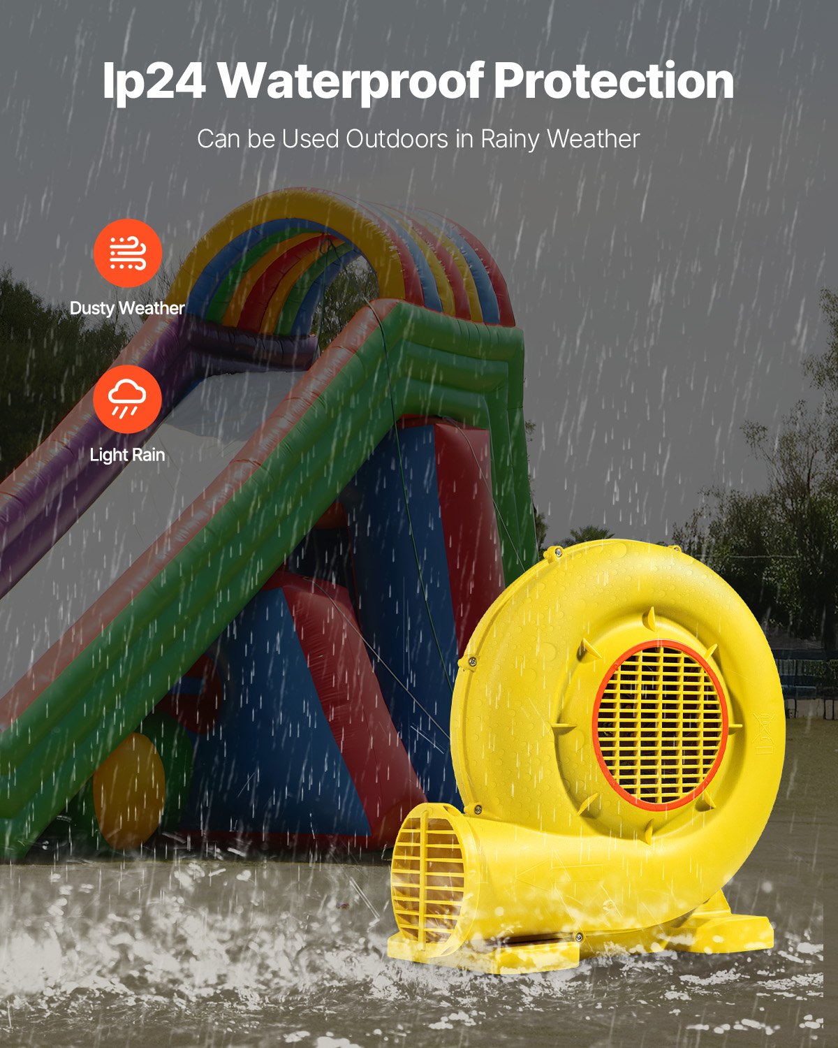 Inflatable Blower, 380W&450W, 0.5 & 0.6 HP Bounce House Blower, Pump Commercial Air Blower for Inflatables, Bouncy Castle Electric Air Blower Fan Perfect for Bounce House, Waterslides, Yellow