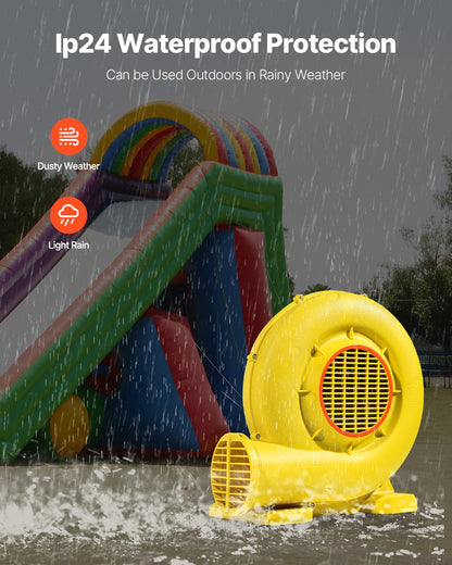 Inflatable Blower, 750W&950W, 1.3 HP Bounce House Blower, Pump Commercial Air Blower for Inflatables, 3300RPM Bouncy Castle Electric Air Blower Fan Perfect for Bounce House, Waterslides, Yellow