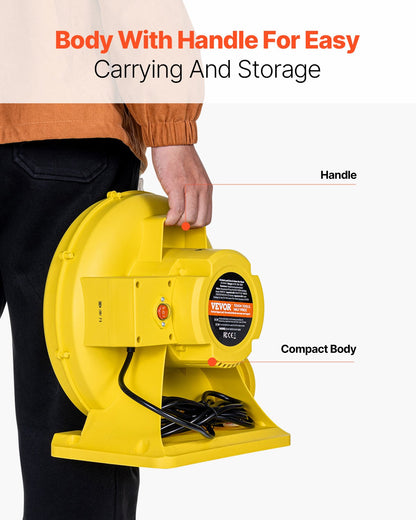 Inflatable Blower, 750W&950W, 1.3 HP Bounce House Blower, Pump Commercial Air Blower for Inflatables, 3300RPM Bouncy Castle Electric Air Blower Fan Perfect for Bounce House, Waterslides, Yellow