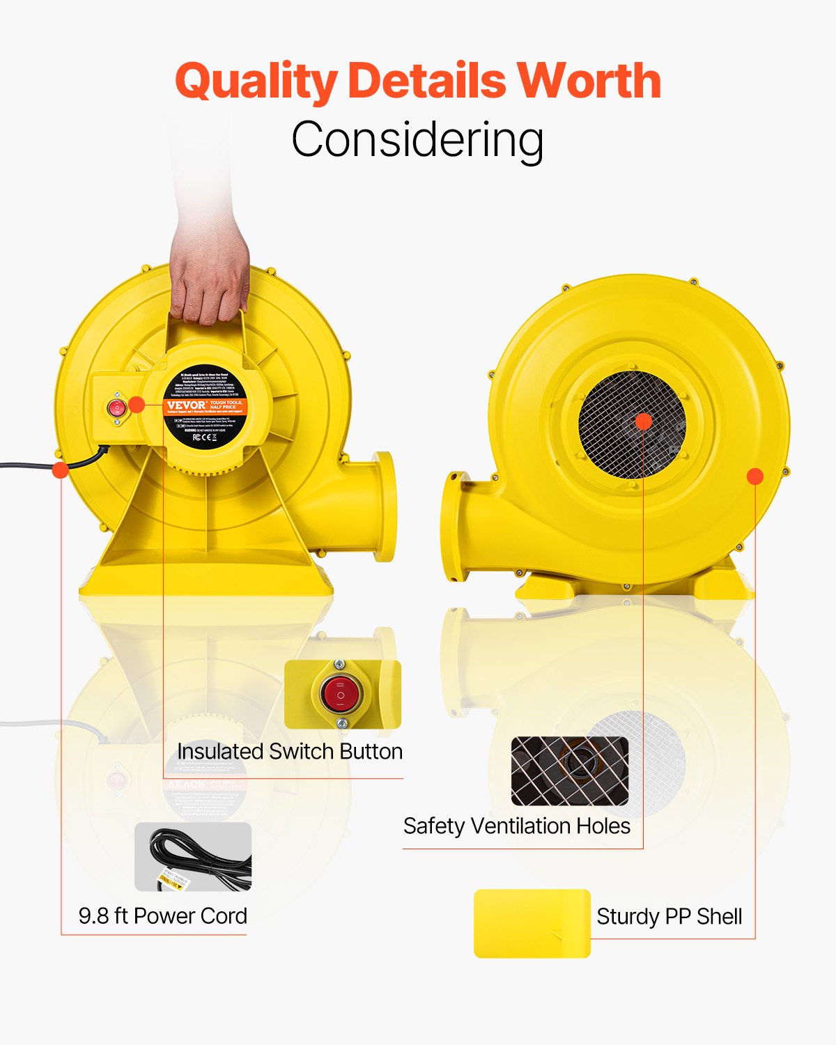 Aufblasbares Hüpfburggebläse 1,2 und 1,3 PS, 950 W für kommerzielle Hüpfburg