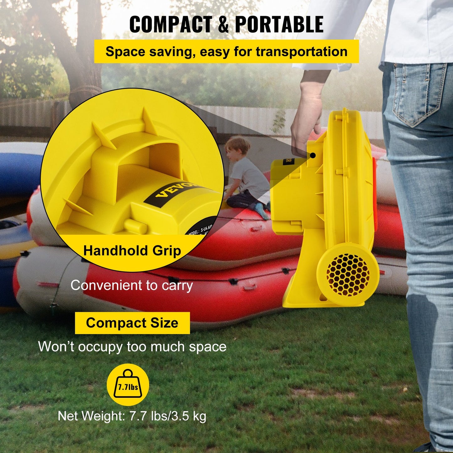 Air Blower, 450W 0.6HP Inflatable Blower, Portable and Powerful Bounce House Blower, 1750Pa Commercial Air Blower Pump Fan, Used for Inflatable Bouncy Castle and Jump Tested to UL Standards