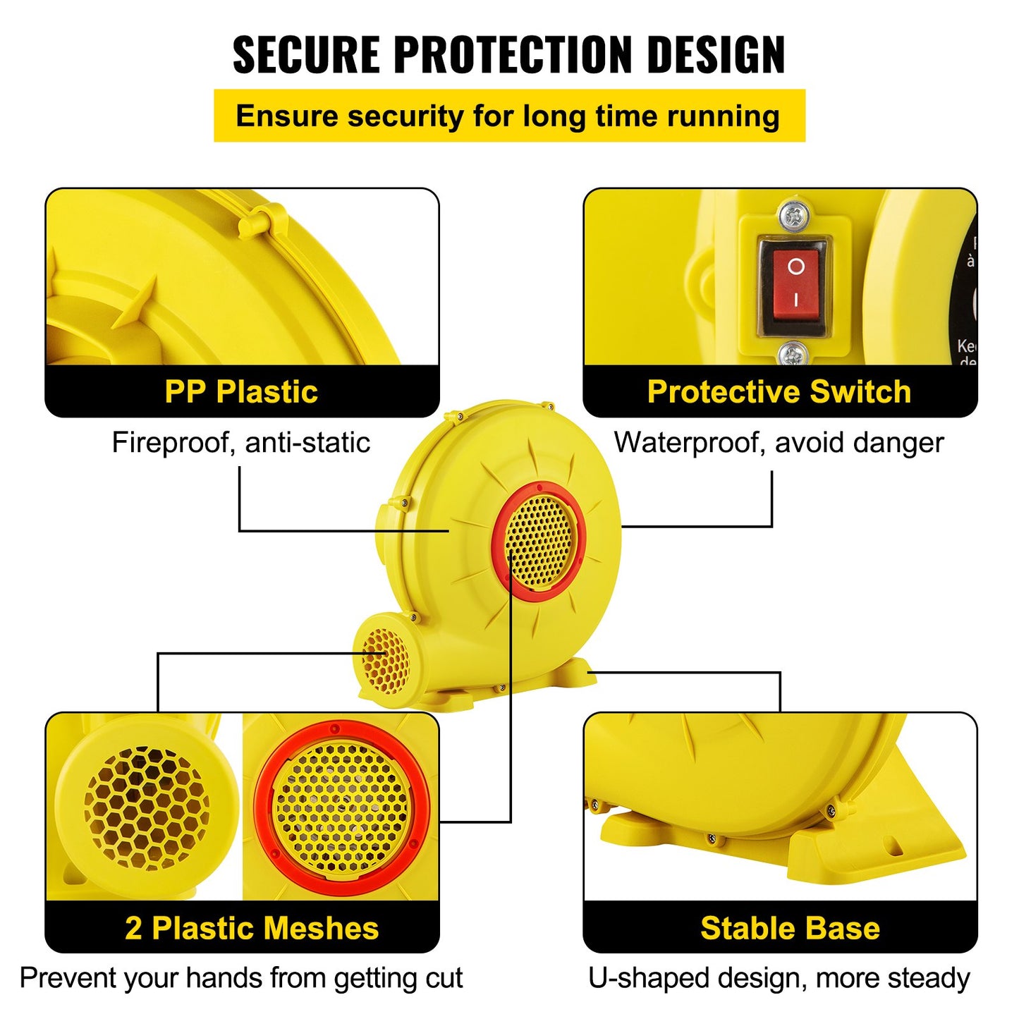 Luftgebläse für aufblasbare Hüpfburg 450W 0,6PS Gebläsepumpe Luftpumpe