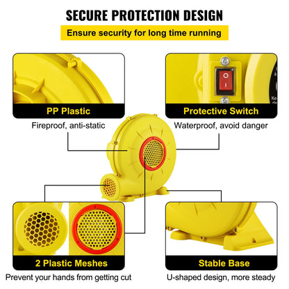 Luftgebläse für aufblasbare Hüpfburg 450W 0,6PS Gebläsepumpe Luftpumpe