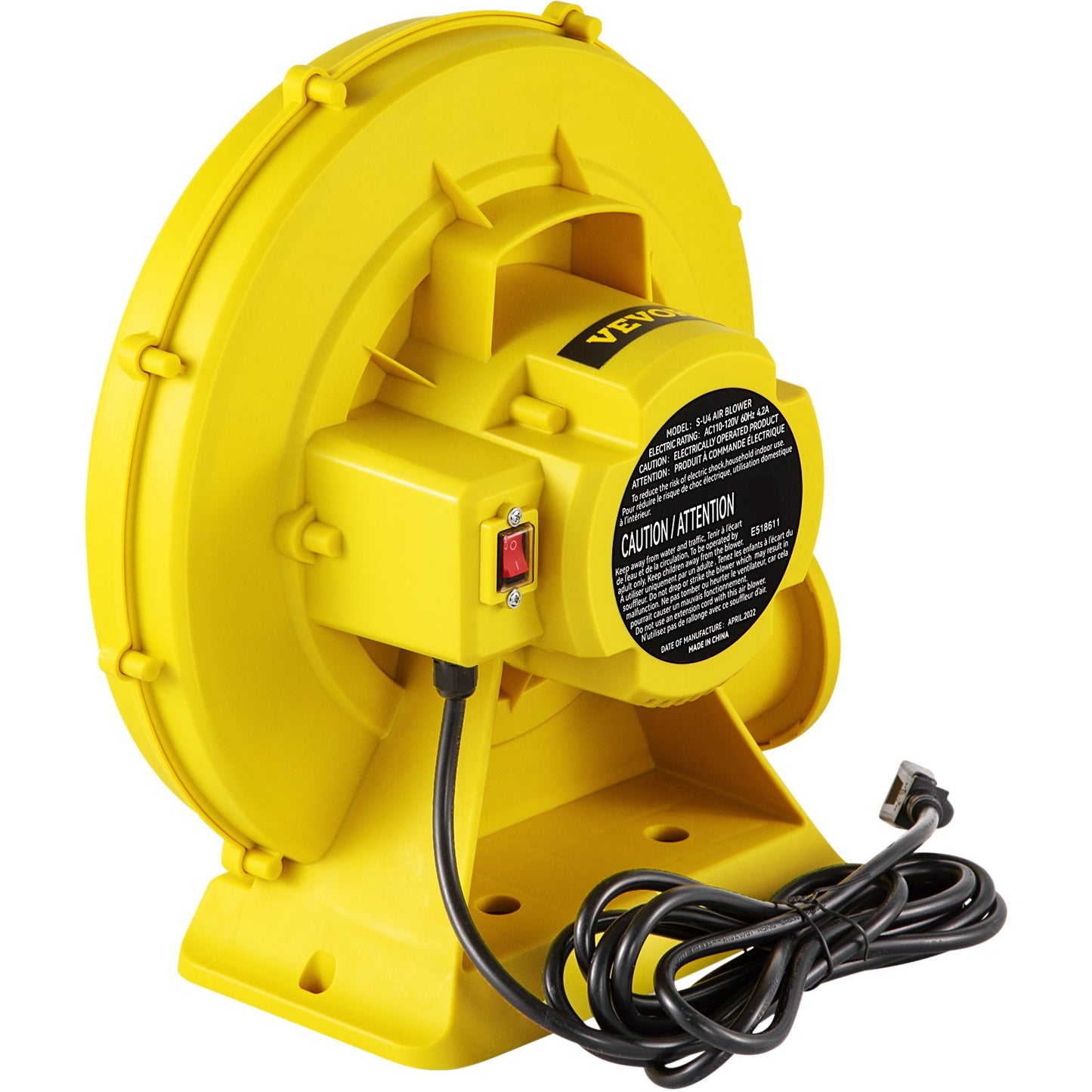 Luftgebläse für aufblasbare Hüpfburg 450W 0,6PS Gebläsepumpe Luftpumpe